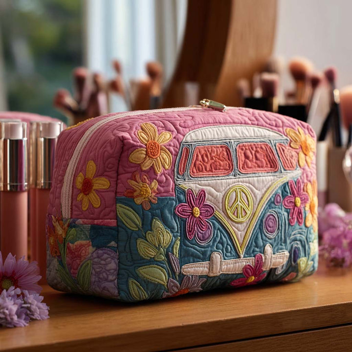 Trousse de toilette matelassée Périple floral rétro