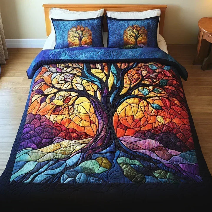 Ensemble de literie matelassée 3 pièces Arbre de vie