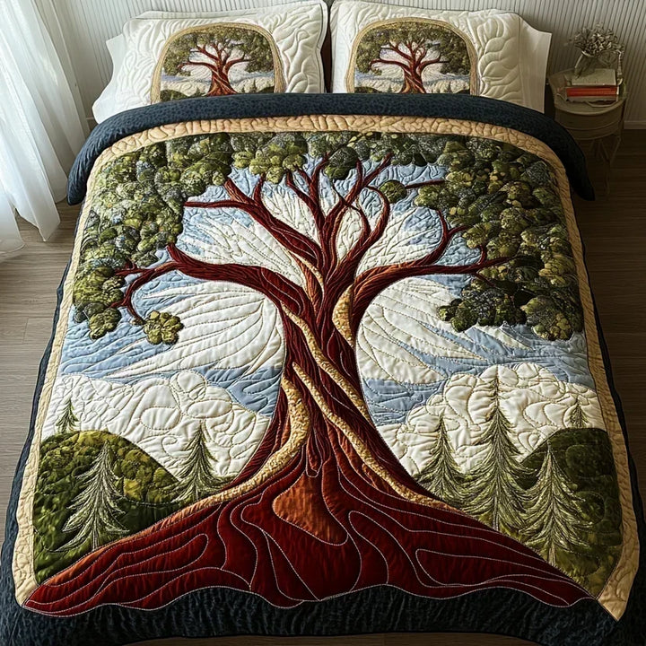 Ensemble de literie matelassée 3 pièces Arbre de vie