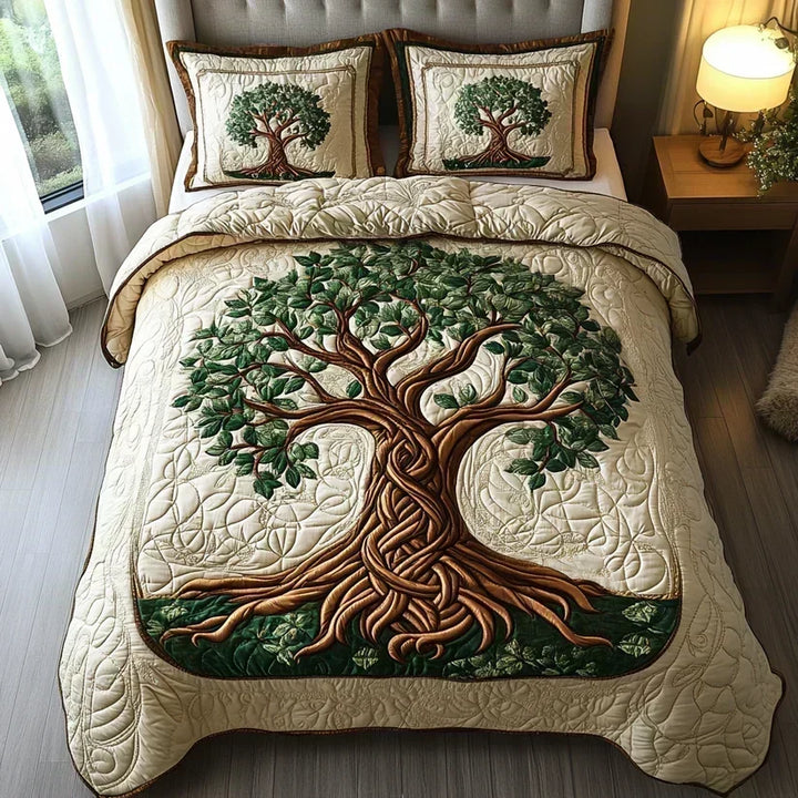 Ensemble de literie matelassée 3 pièces Arbre de vie