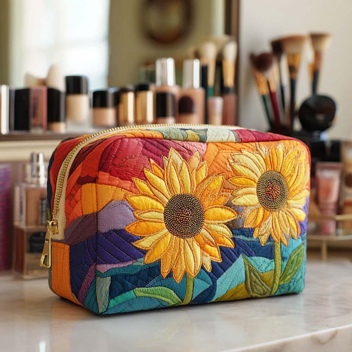 Trousse de toilette matelassée Fleur dorée