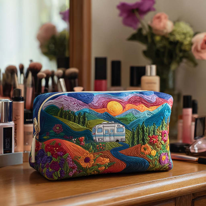 Trousse de toilette matelassée Voyage rétro – Kelsey
