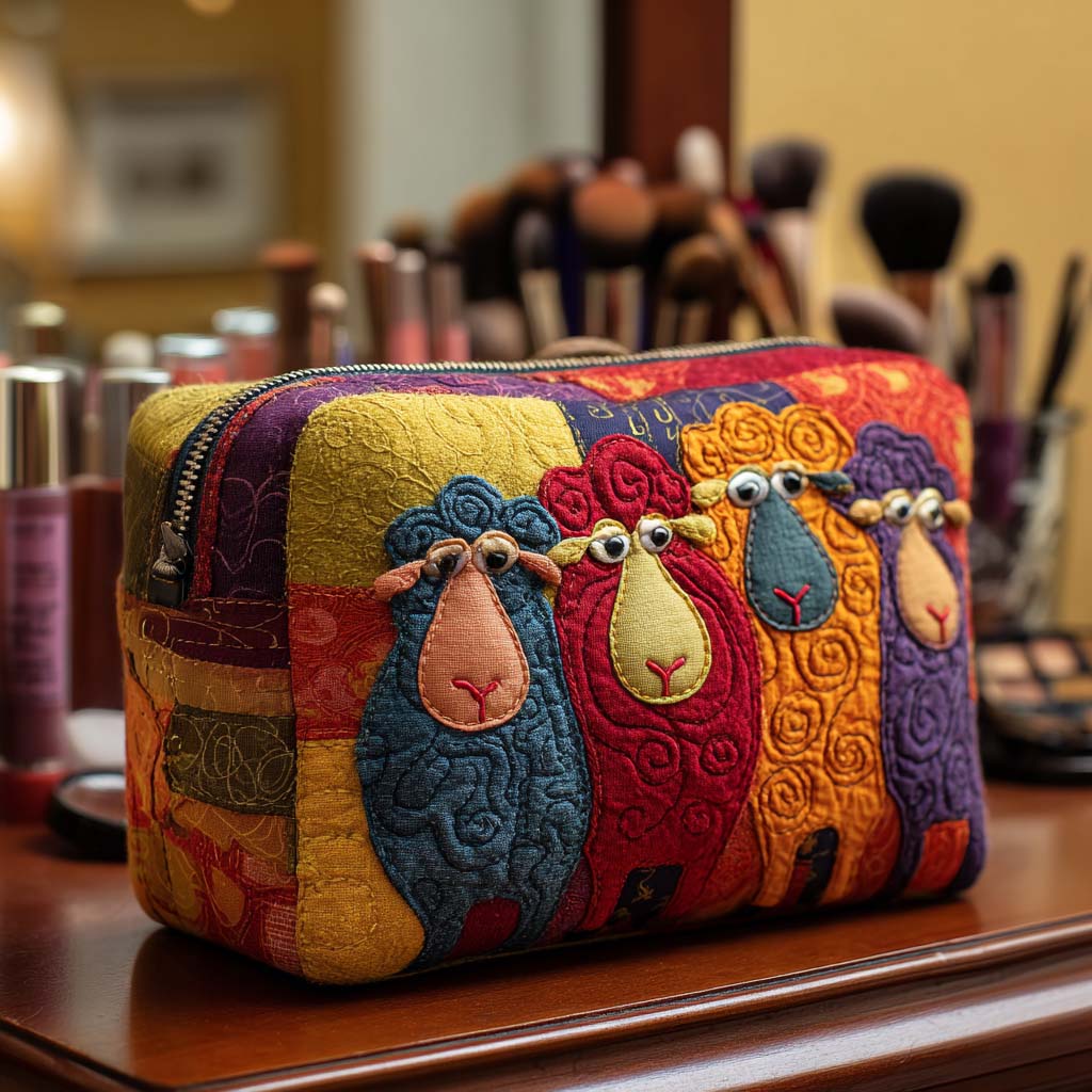 Trousse de toilette matelassée Moutons