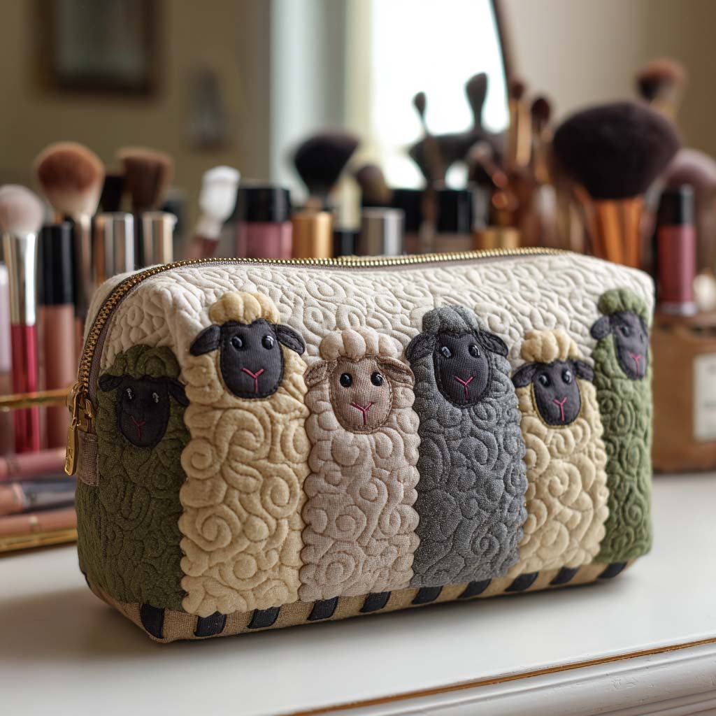 Trousse de toilette matelassée Moutons