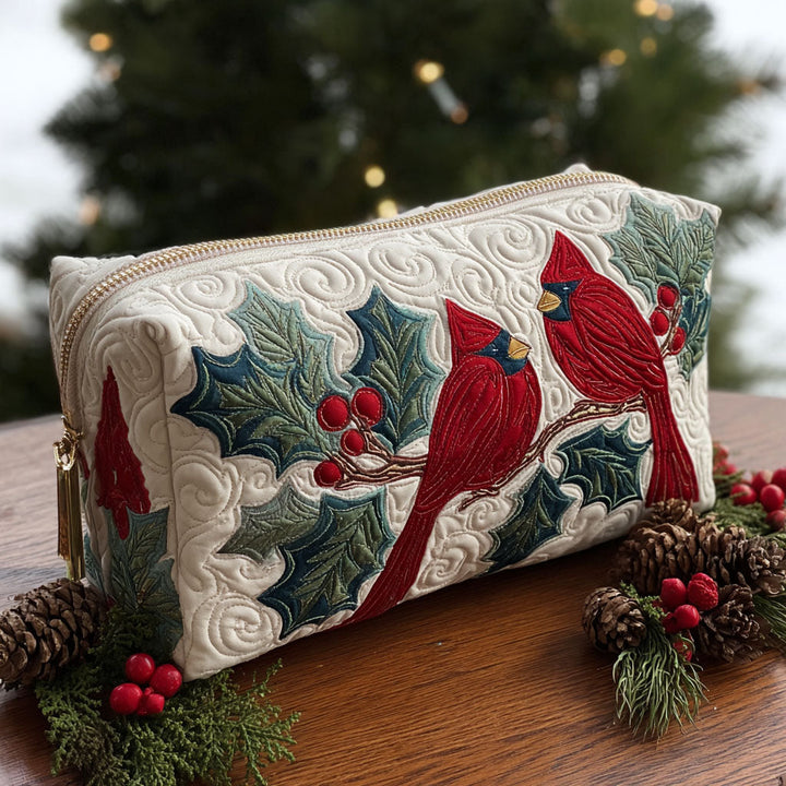 Trousse de toilette matelassée Motif de courtepointe rouge