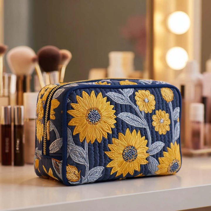 Trousse de toilette matelassée Fleur radieuse