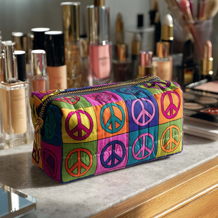Trousse de toilette matelassée Symbole de paix rétro