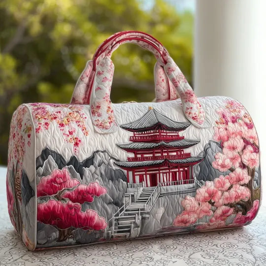 Sac de voyage matelassé - Pagode et cerisiers en fleurs