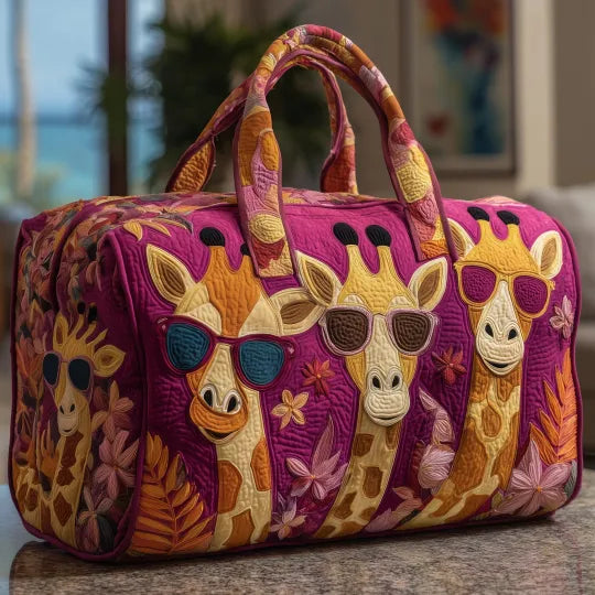 Sac de voyage matelassé - Girafes à lunettes de soleil