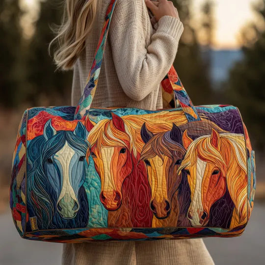 Sac de voyage matelassé - Chevaux peints
