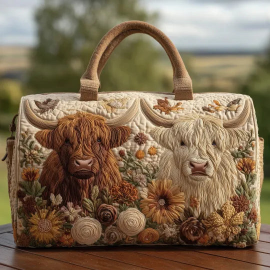 Sac de voyage matelassé - Deux vaches des Highlands