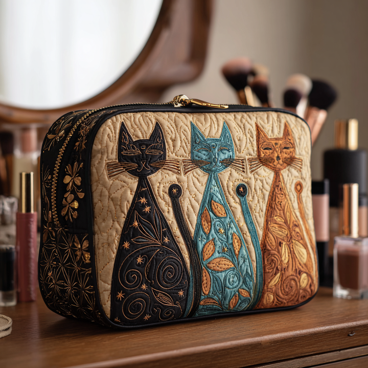 Trousse de toilette matelassée Chat harmonieux