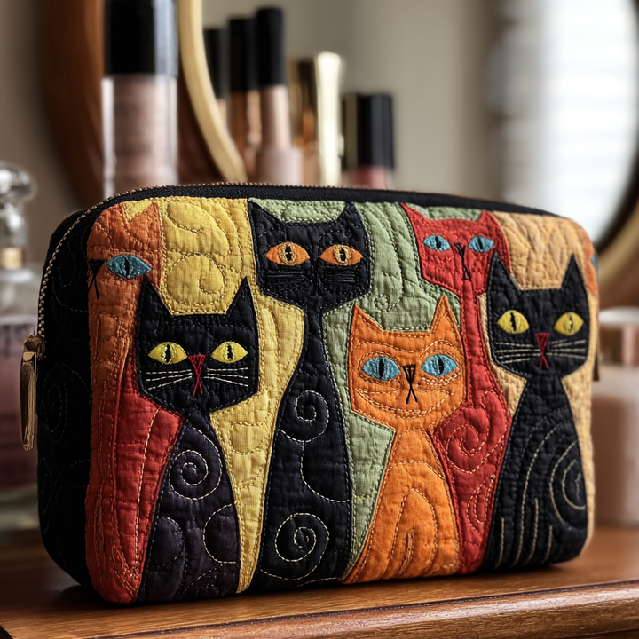 Trousse de toilette matelassée Chat décoratif